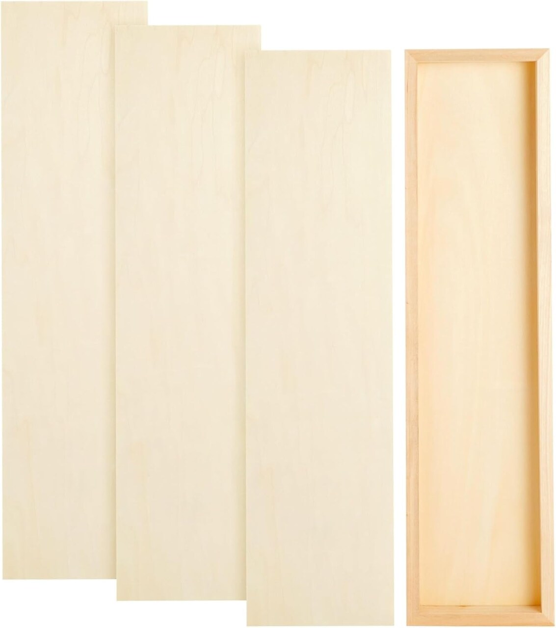 Unfinished Wood Panels for Painting, DIY, Arts and Crafts, Deep Cradle Boards, 6x23 Inch Wood Canvas, Blank Wooden Sign for Wall, Home, Office, School, 0.84 in Thick - Pack of 4
